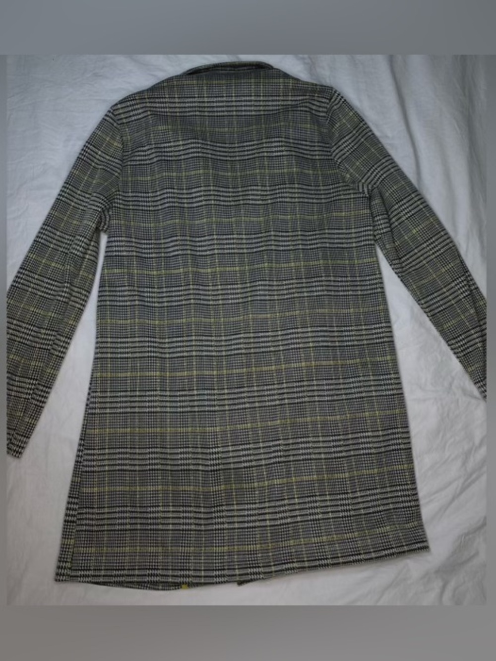 MELLODAY Plaid Trench Coat Yellow & Black Clueless • Back to School Medium - Picture 2 of 9